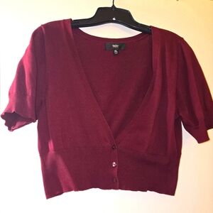 Cropped cardigan, Burgundy